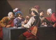 Theodoor Rombouts Playing Cards oil